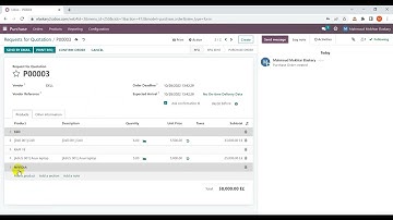 Odoo16 Purchase Module | Add a section at order lines