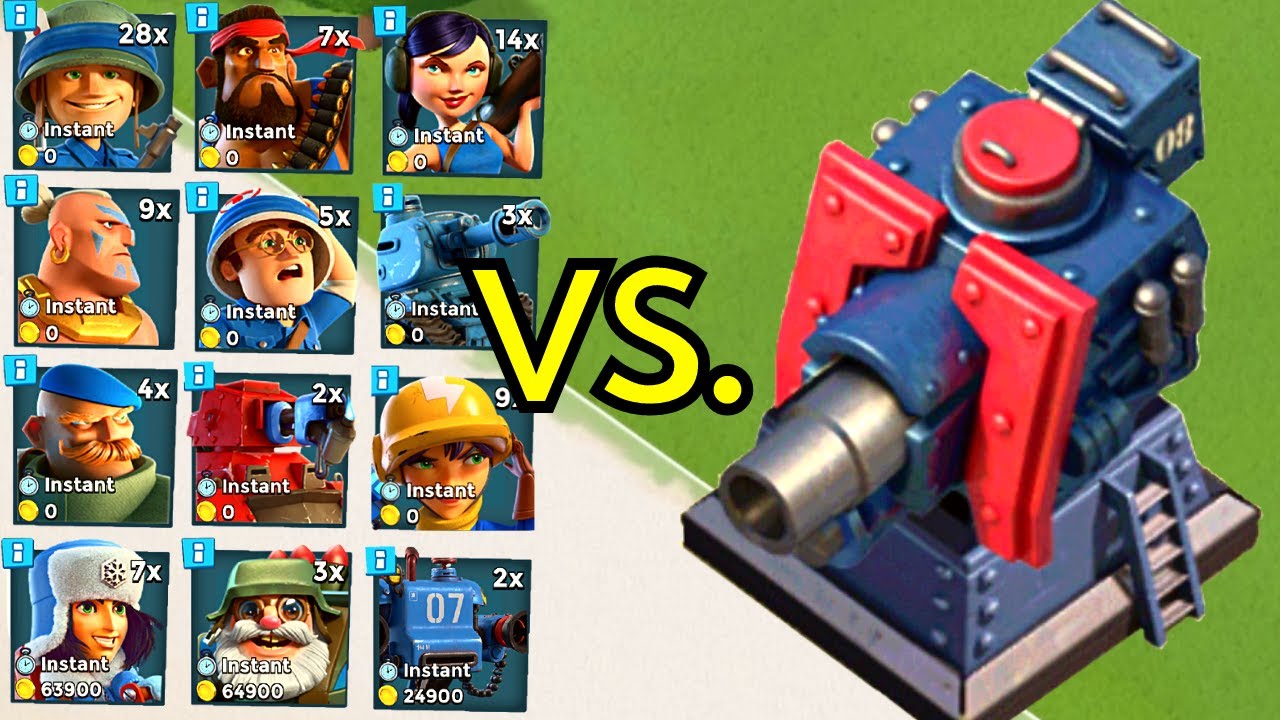 Boom Beach⚓ Every Single Troop vs. Max CANNON! 