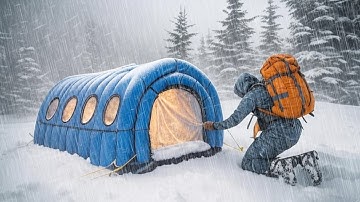 CAMPING IN HEAVY RAIN WITH THE CRAZIEST THUNDER // struggling to build a shelter in crazy rain