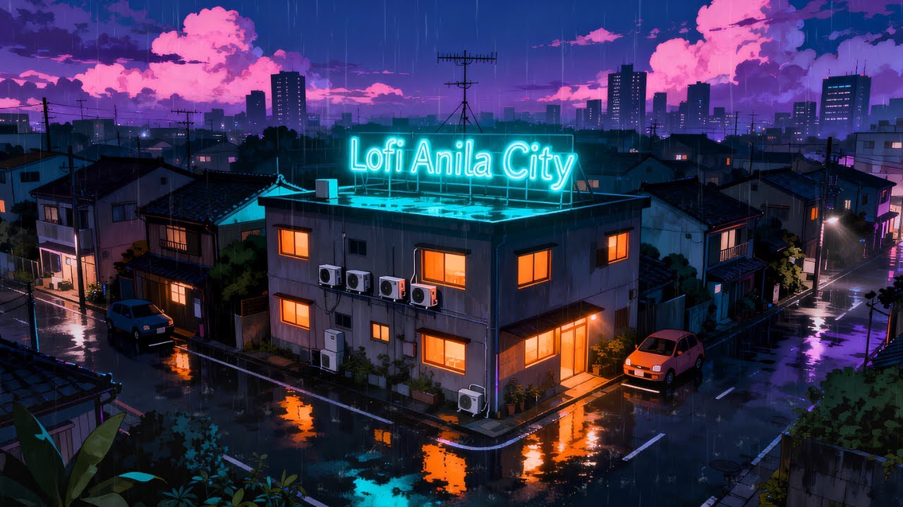 Lo-Fi Rain in Anila City 🌧️ Neon Nights for Relax, Focus & Sleep