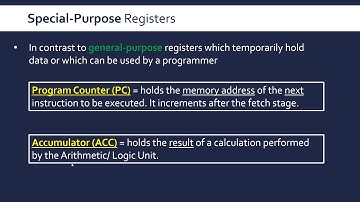 Special-Purpose Registers (PC, ACC, MAR and MDR)