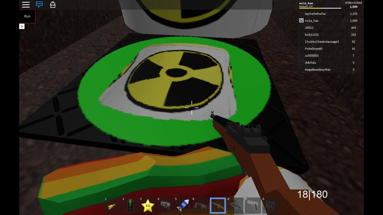 Roblox Suvive And Kill The Killers How To Get The Atomic Bomb Bage Youtube - run bomb roblox