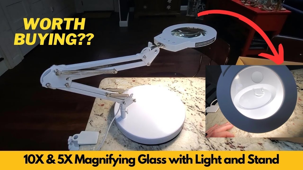 Magnifying Glass With Light - * Lens, 3 Color * And Adjustable Brightness - Desk Lamp With Clamp - Flexible Arm - * Crafts, Reading, Repairs, And Seniors