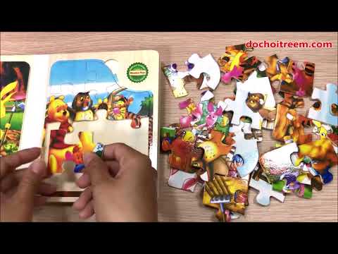 Video Đồ chơi lắp ghép tranh gỗ 3D gấu Pooh, heo, thỏ,... - youtube
