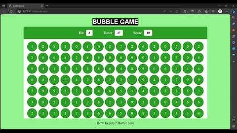 Bubble Game made using html, css, javascript