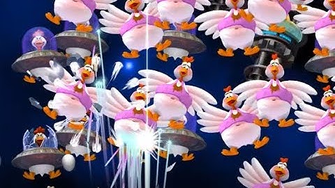 Chicken Invaders Universe: Merry Diptych Wave 1 but I use fast shrapnel gun