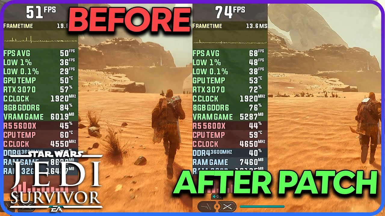 Star Wars Jedi Survivor Performance Patch - Before vs After | RTX 3070 ...