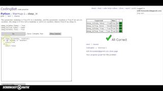 Sleep in- Coding Bat. Milagros