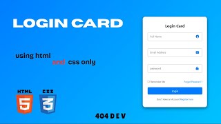 Login Form using Html Css only //  404 dev //  #404dev #coding #webdevelopment
