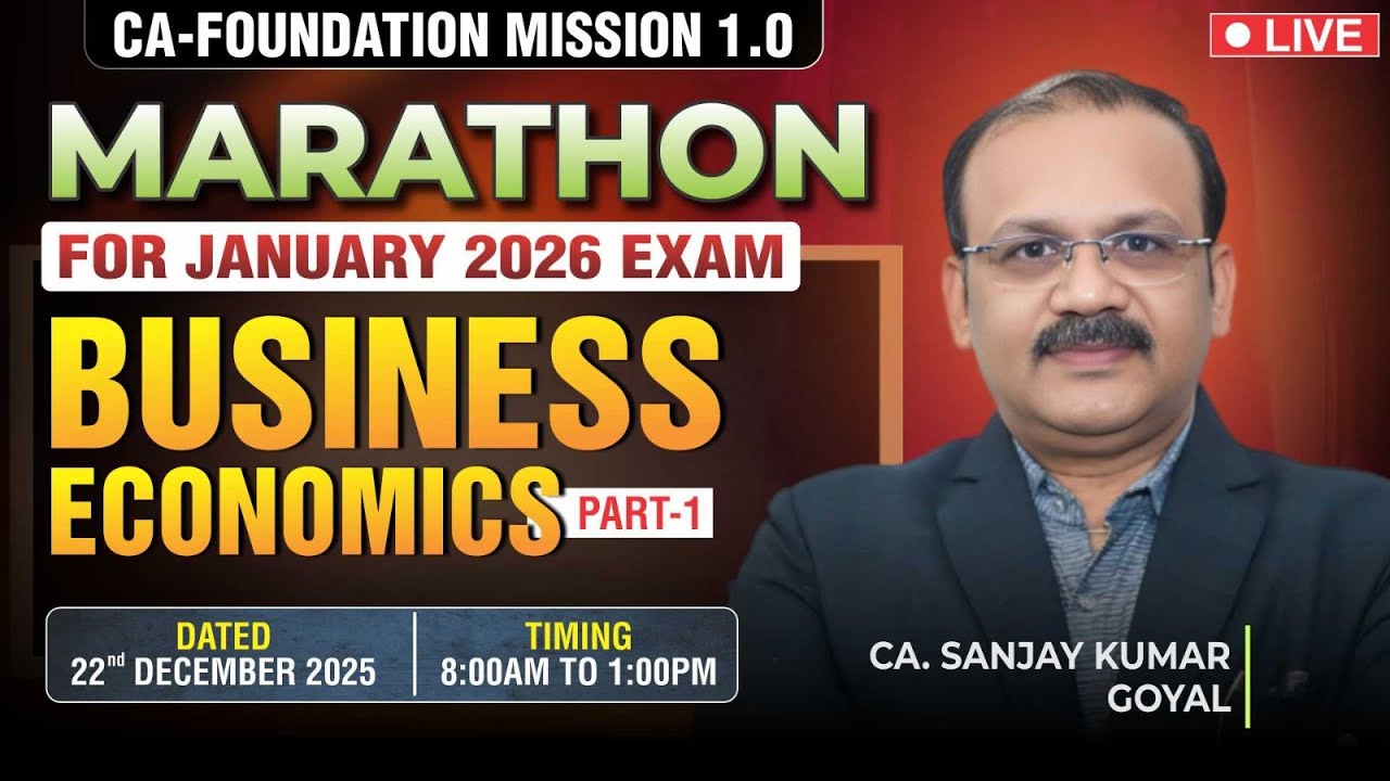 MISSION CA-FOUND.1.0 BUSINESS ECO.MARATHON - PART-1 | CA-FOUND JAN'26 | BY : CA. SANJAY KUMAR GOYAL