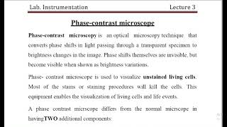 Phase contrast microscope/ Msc. Saja Ali Shareef