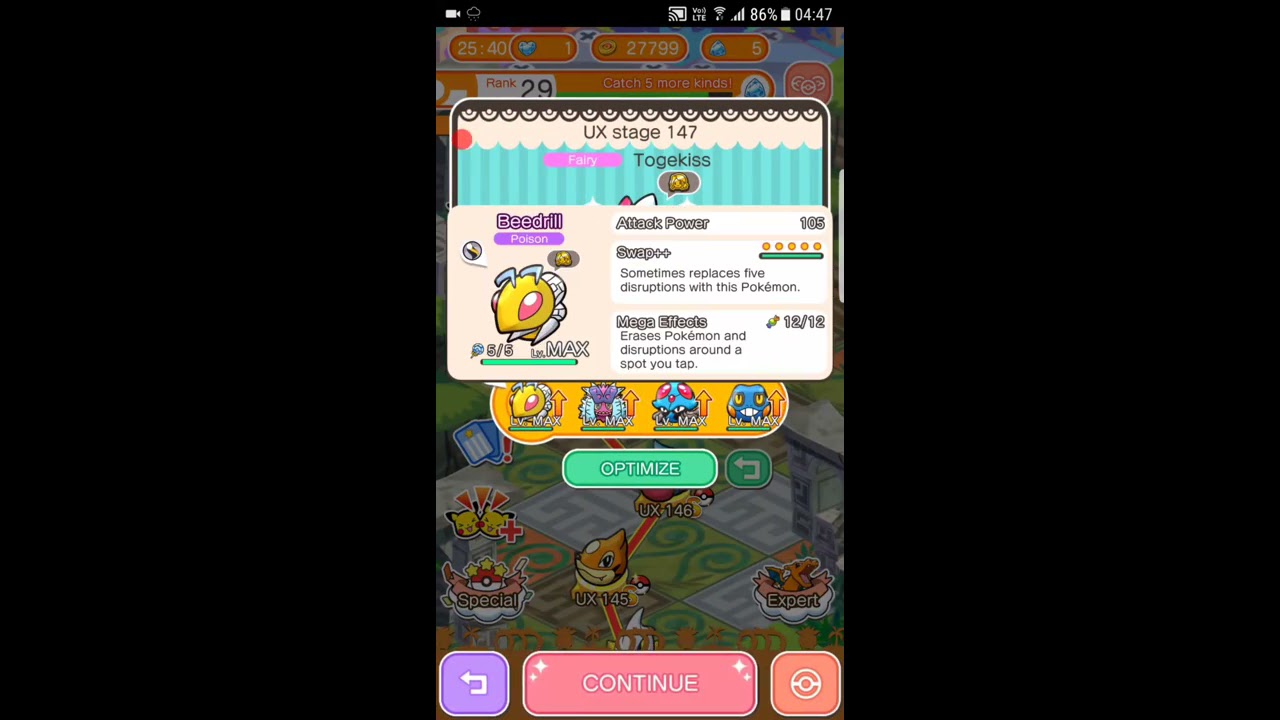 Pokemon Shuffle Mobile Ux Stage 147 Togekiss Itemless ポケとる スマホ版 Youtube