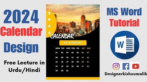 2024 Printable Calendar Design in Microsoft Word Hindi Tutorial || Ms Word Design