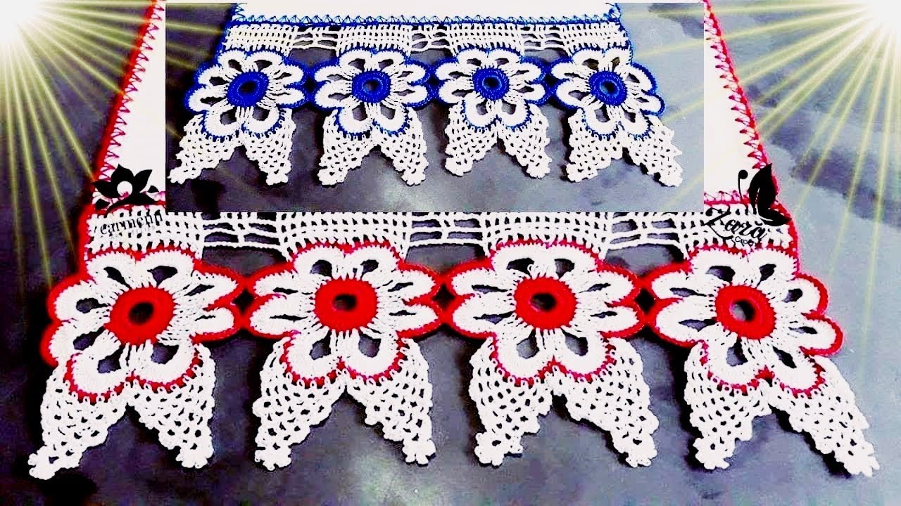 Barrado em Crochê para Pano de Prato Flores