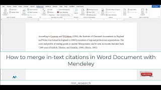 Merging in text citations in Word Document with Mendeley