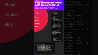 how to create Hamburger menu awesome style with html, css and JavaScript - @dezignweb #shorts