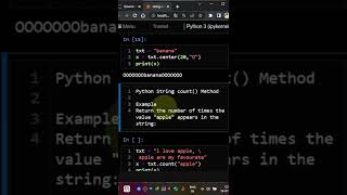 center count string methods in python english #python #shorts center count string methods in python english #python #shorts
