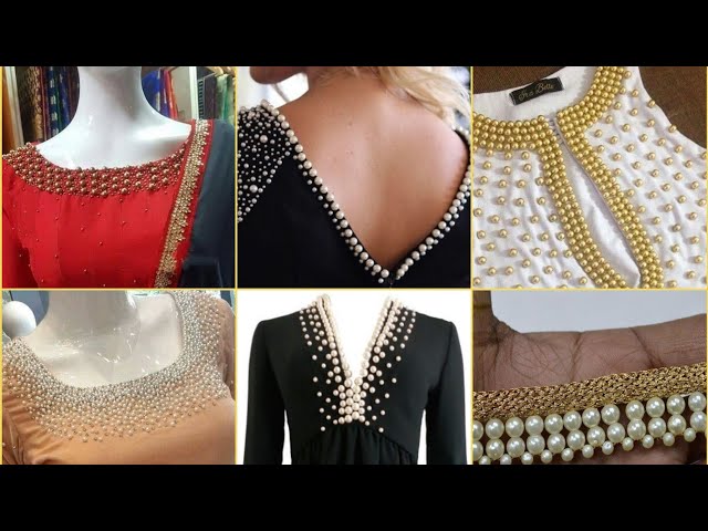 Beautiful Pearl Beaded Boat Neck Designs 2020 For Kurti Kurta and Blouse ||  Latest Neck Designs 2020 - YouTube