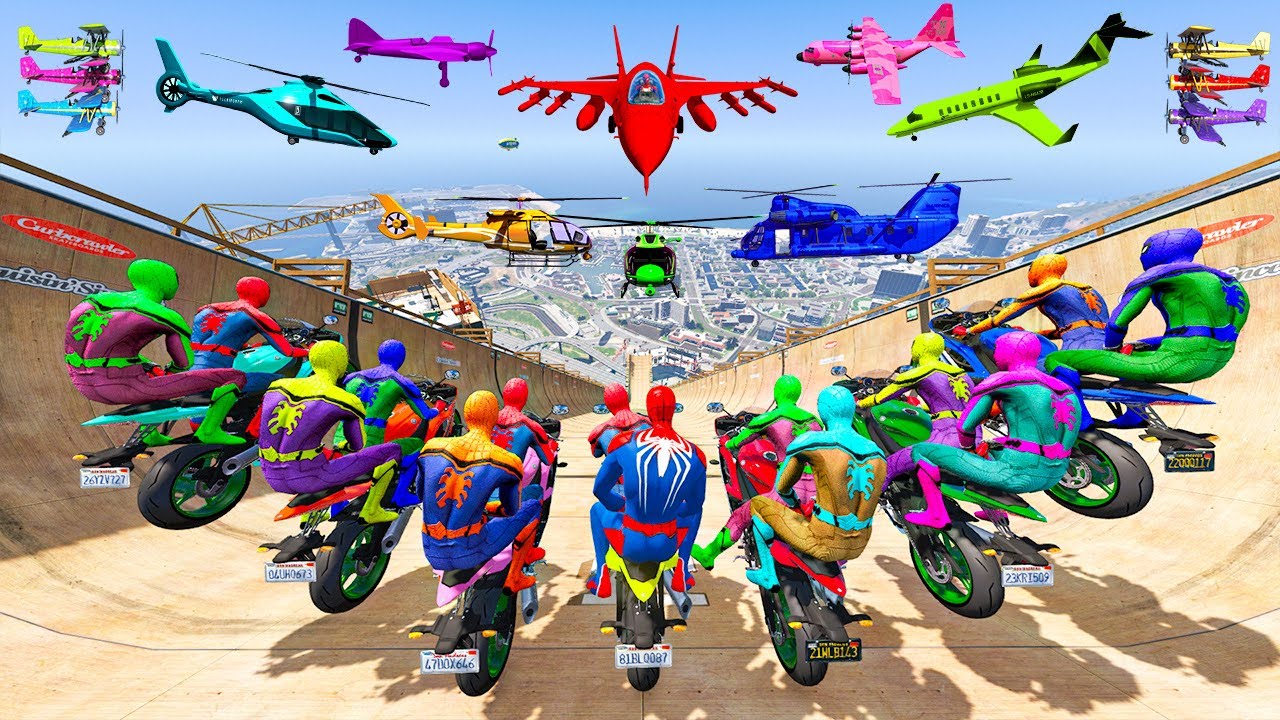 Rainbow Spiderman vs Longest Ramp in GTA 5 - Jumping from Highest in GTA 5 #1