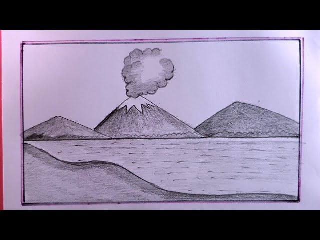 Taal Volcano Drawing Easy With Pencil