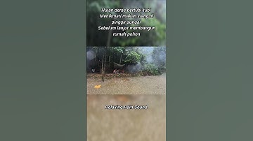 diguyur hujan deras mendirikan cabin Saat hujan deras dan petir, relaxing rain sound