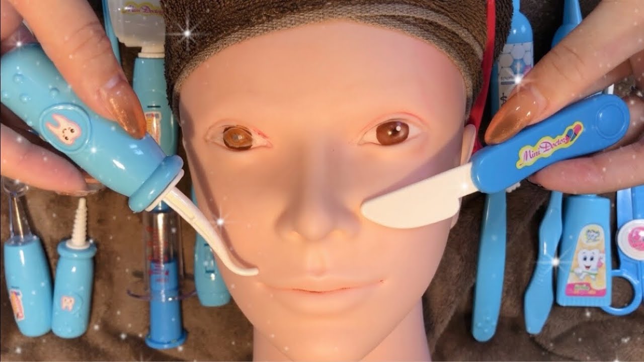 【ASMR】おもちゃでお顔をガチャガチャ診察するお医者さんToys doctor tapping,mothsounrs role play