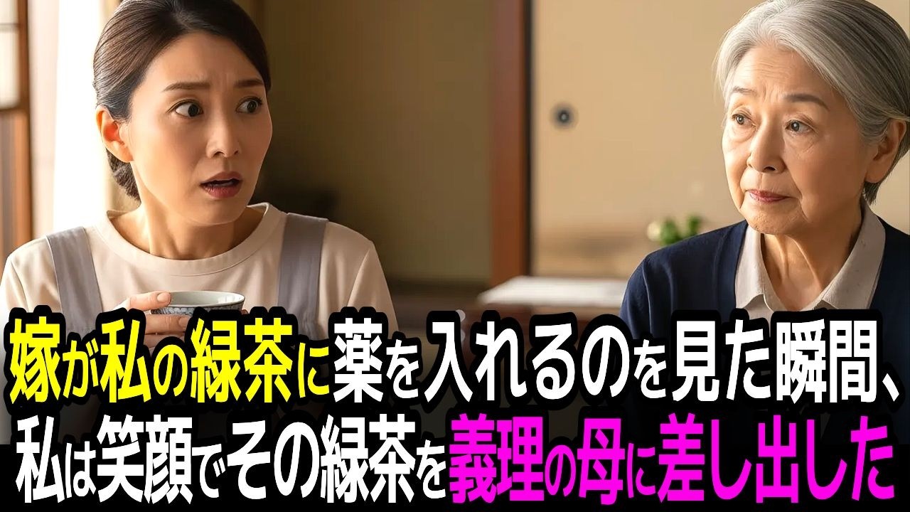 嫁が私の緑茶に薬を入れるのを見た瞬間、私は笑顔でその緑茶を義理の母に差し出した。