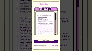 🚀 We’re Hiring Front-End Developer (Remote) | Code Axis Tech | Apply Now!#shorts #itjobs #job
