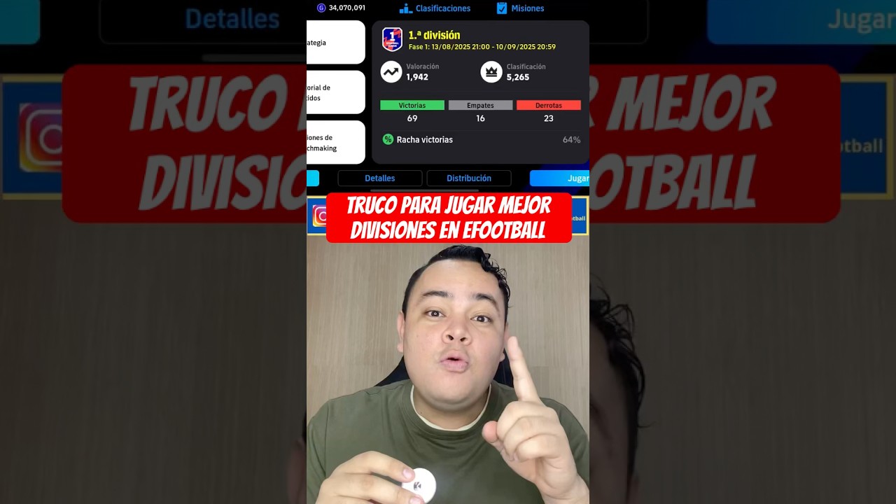 truco para jugar mejor divisiones en Efootball 