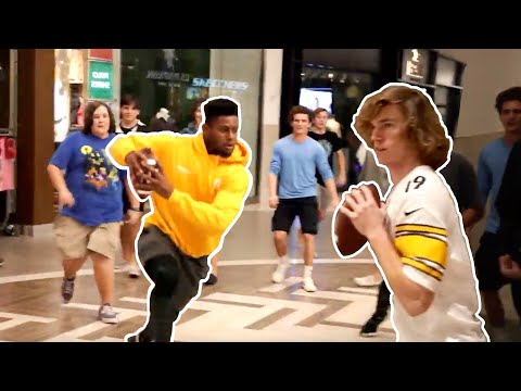 Playing football in mall with Juju Smith-Schuster!