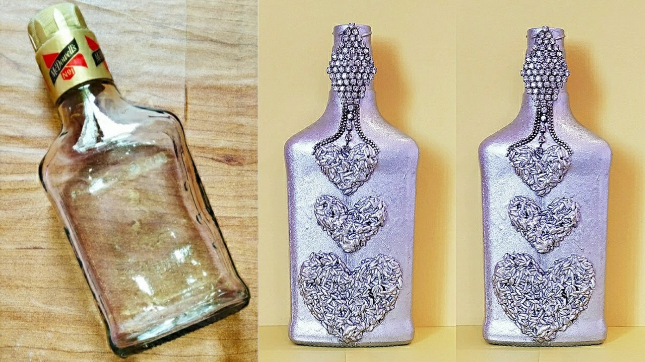 Diy - Best Out Of Waste Craft Ideas - Bottle Craft Ideas - Decorated Vodka  Bottle - Youtube