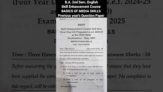 B.A. 2nd Sem. EnglishSkill Enhancement Course BASICS OF MEDIA SKILLS Previous year's Question Paper