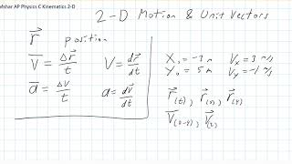 AP C Kinematics 2 D Part 03 Motion with Unit Vectors Intro