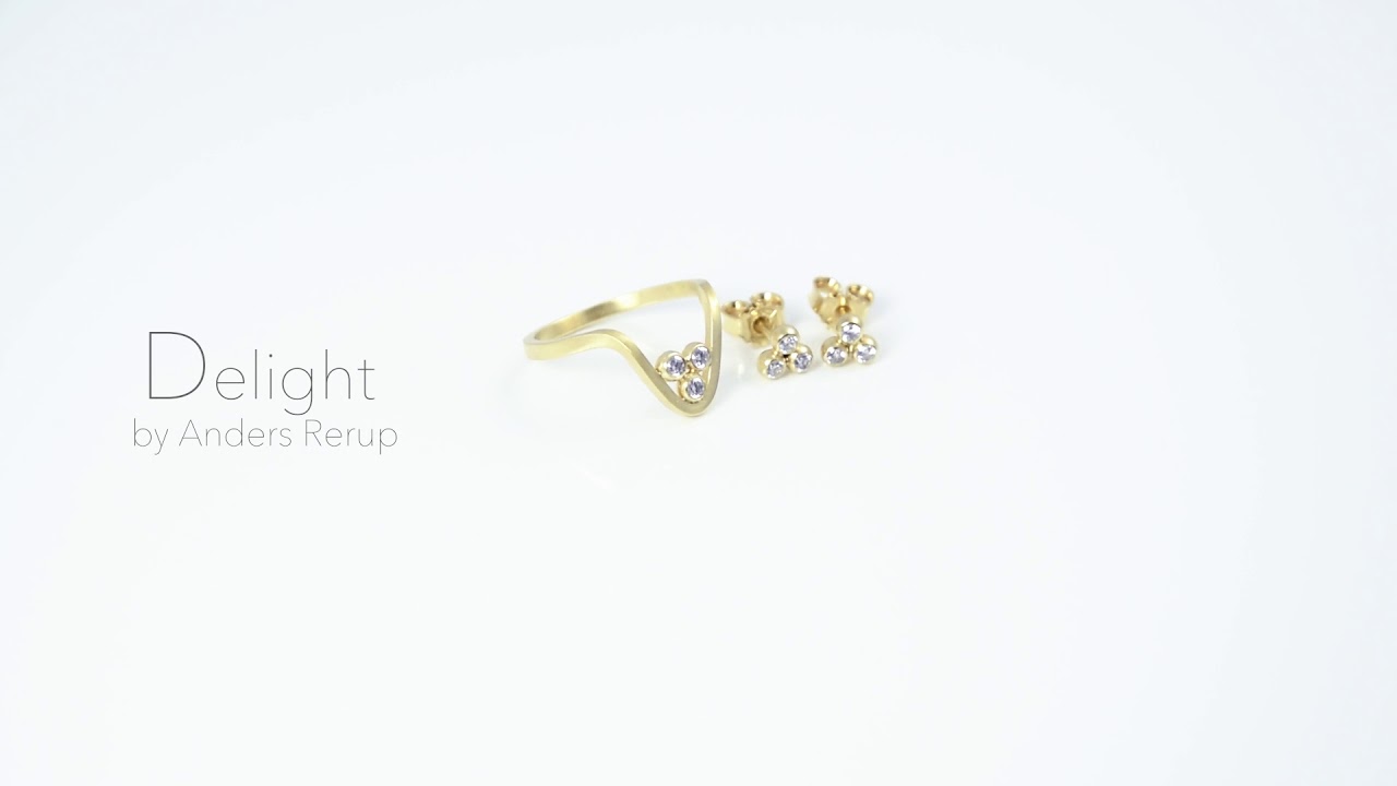 Deligt guld ring samt ørestikker m.  brillanter.