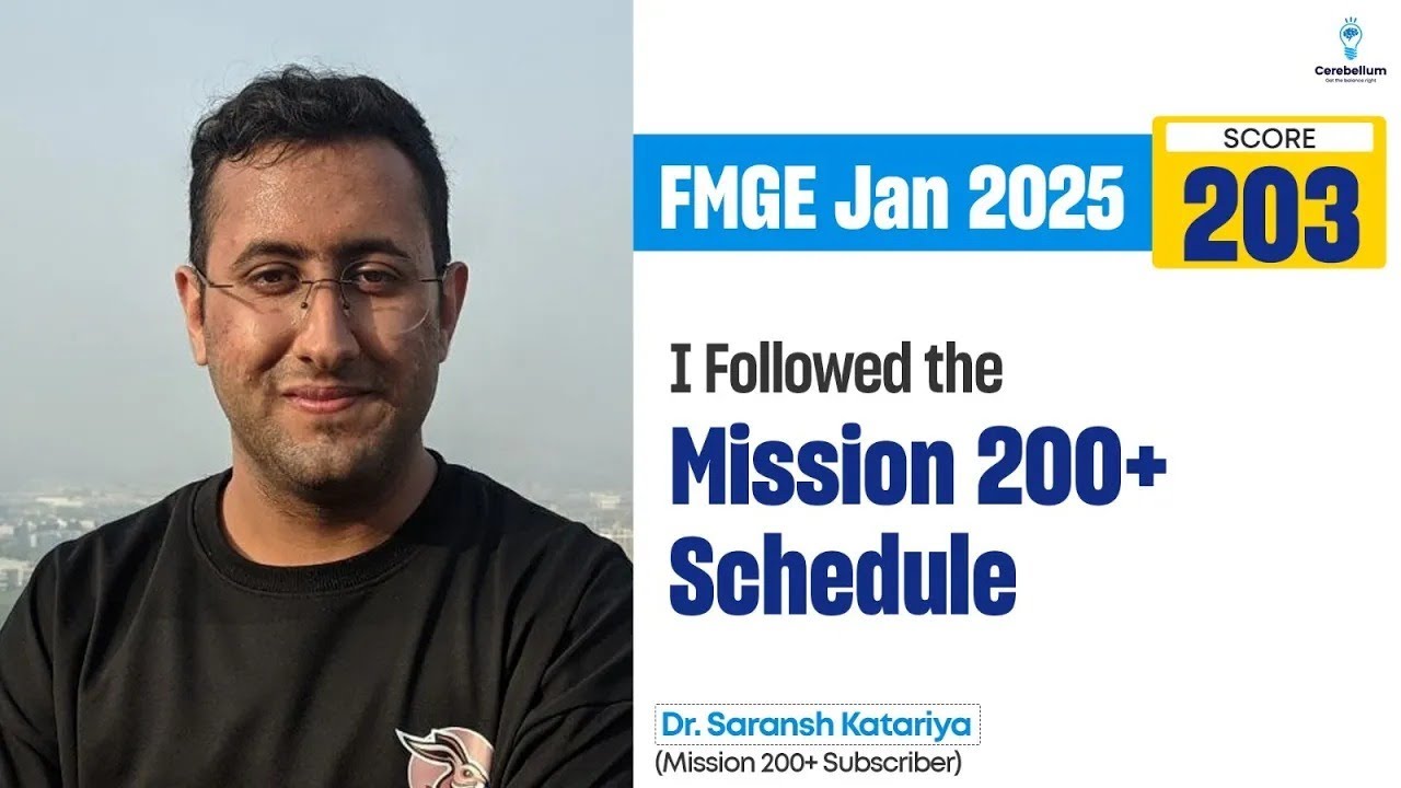 I Followed Mission 200+ Schedule, Which Led Me to Achieve a Score of 203 in the FMGE – Dr. Saransh