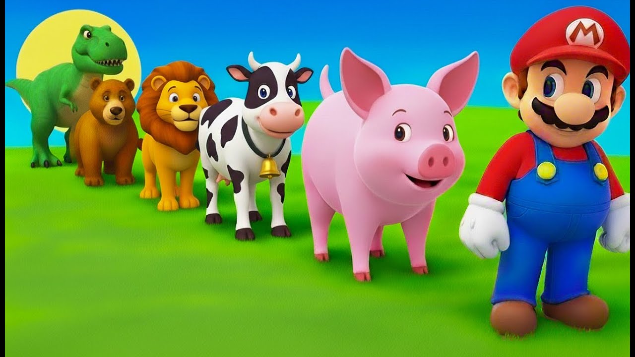 Long Slide Game with Cow Elephant Gorilla Hippopotamus Tiger 3d Animal Game Funny 3d Animals