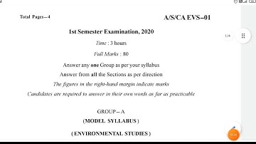 +3 1St Semester Question Paper EVS। UG Old Question Paper EVS।EVS Long Questions Paper 2021।