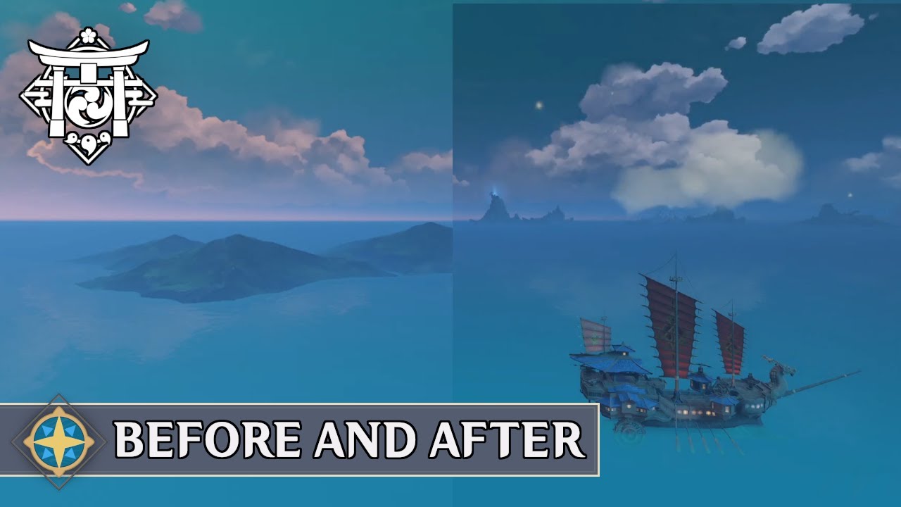 What Inazuma looked like from Liyue (Before/After 2.0) (Timelapse ...