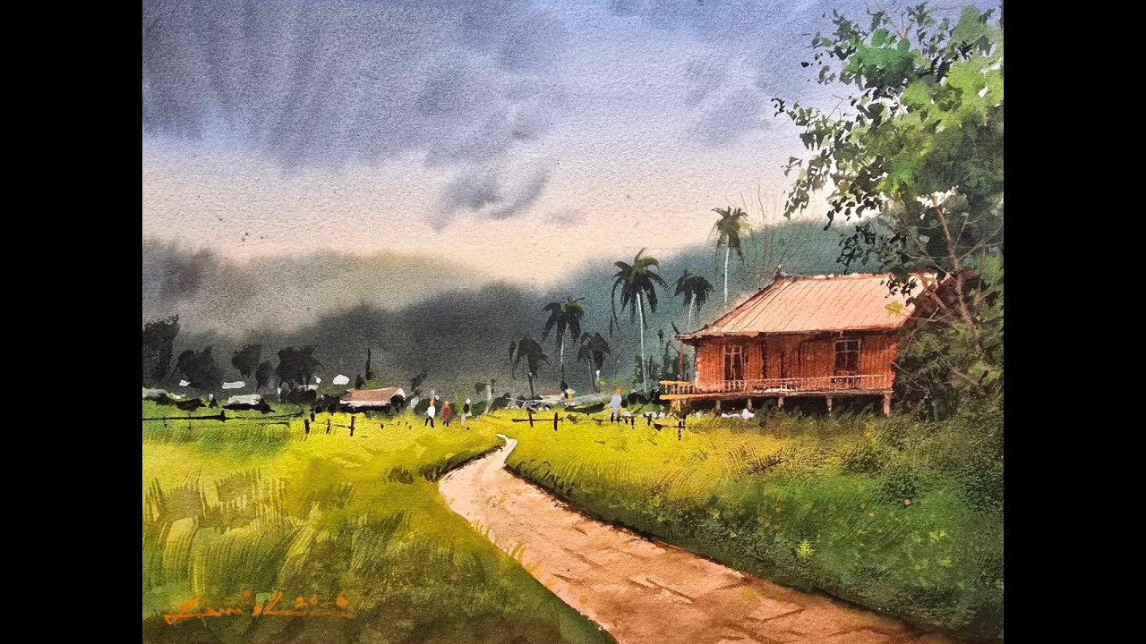 How to Paint a Peaceful Village Landscape in Watercolor