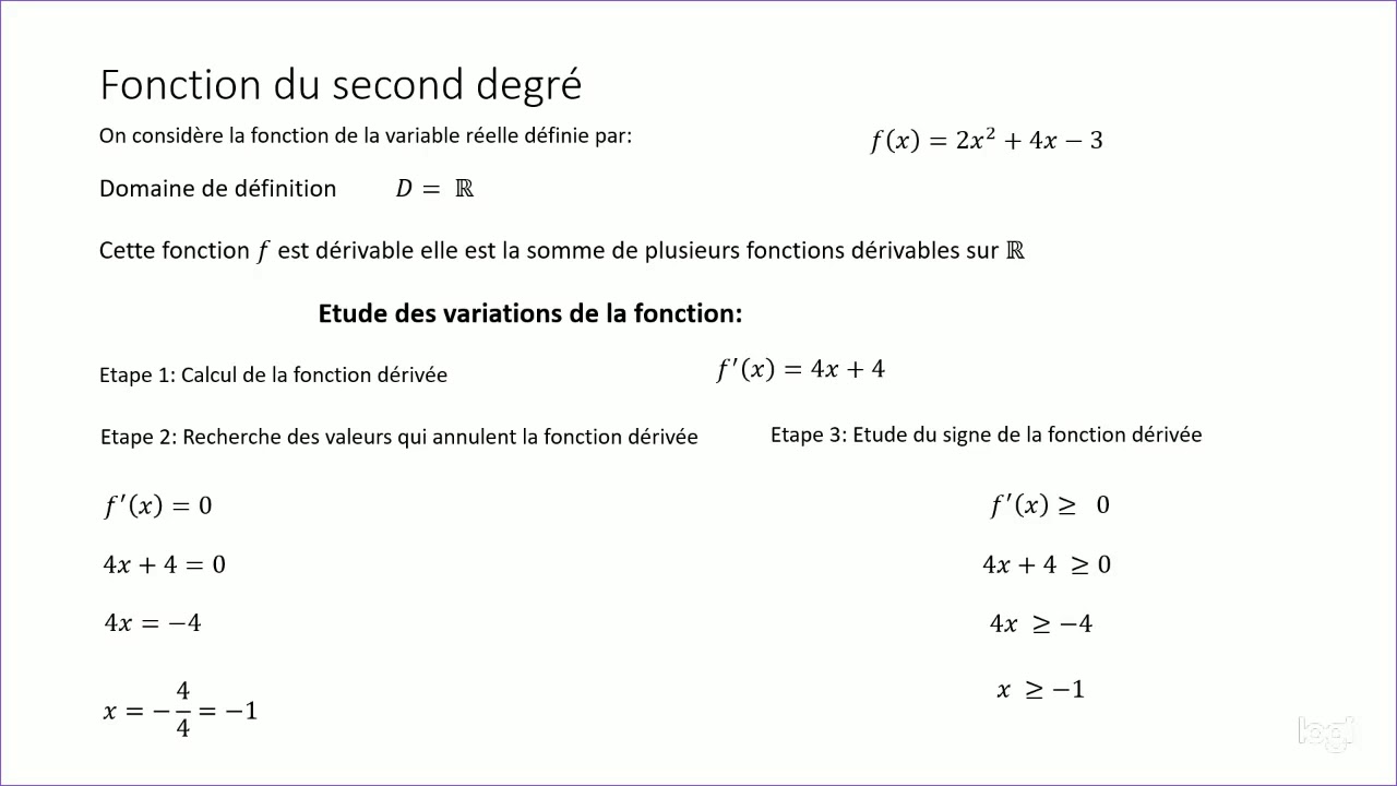 Fonction du second degré Variations - YouTube