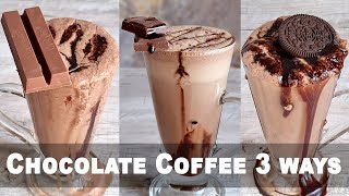 Chocolate Coffee Recipe 3 ways | Chocolate Cold Coffee without Condensed Milk, Cream, Milk powder