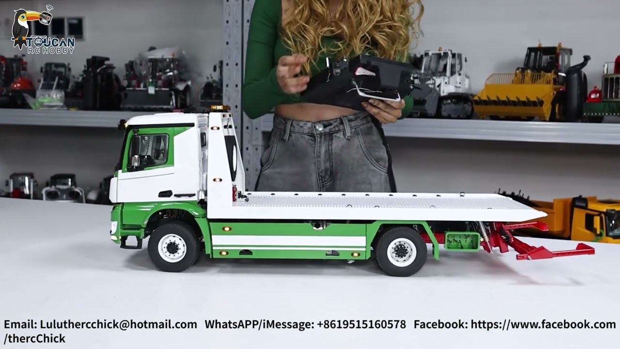 1/14 Scale JDM RC Hydraulic Tow Truck - Metal Wrecker With Working Lights & Sound For Adults