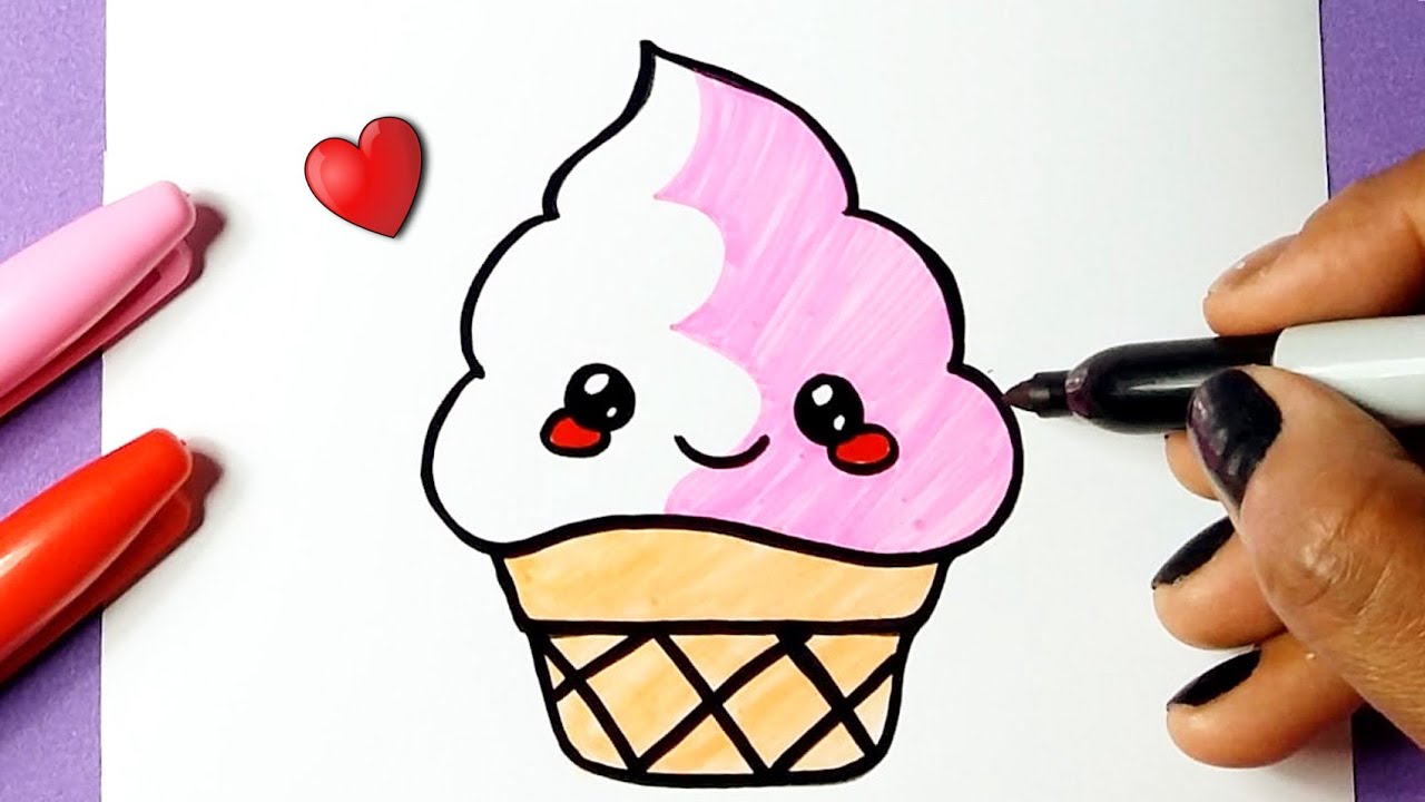 How to draw Cute Kawaii Ice Cream  Drawing to draw - Drawing to Draw 