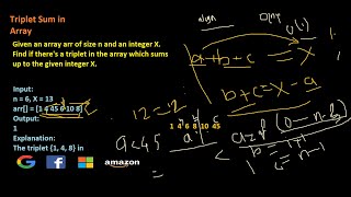 Triplet Sum in Array | Explain with Code |  Two Pointer | O(n^2)