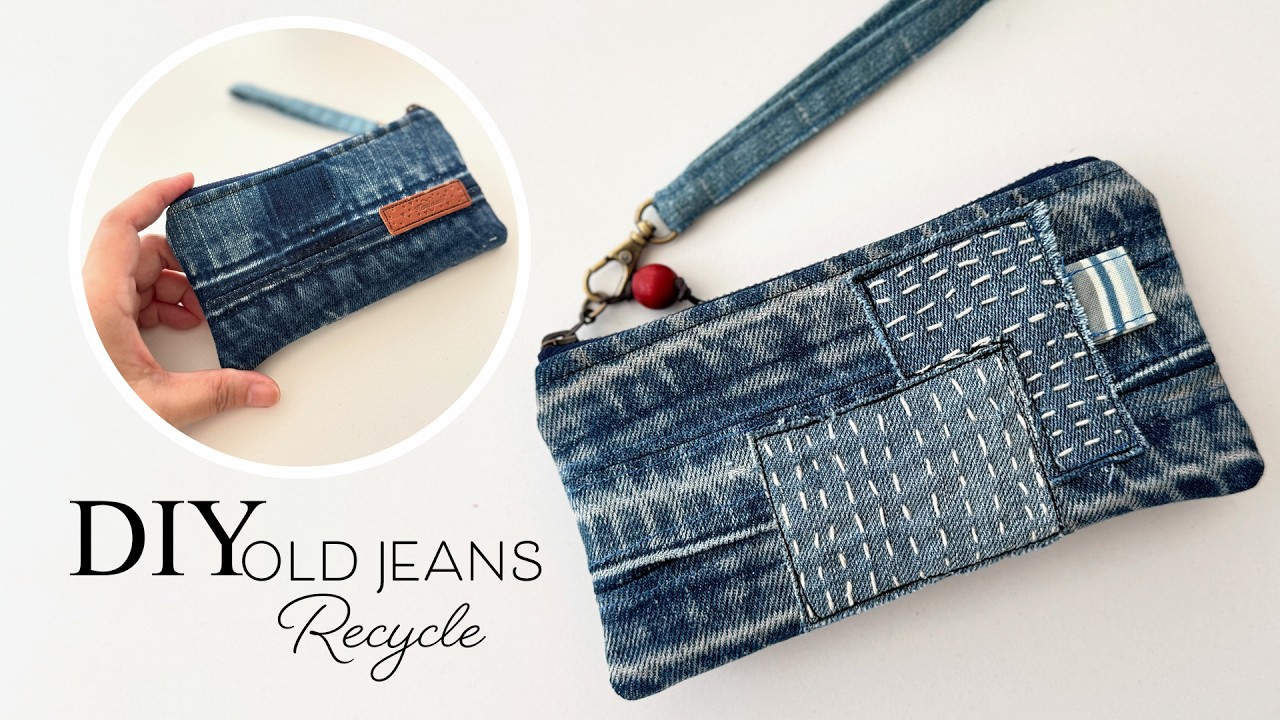 Не выбрасывайте старые джинсы! Очки и кошелек для монет в стиле Боро своими руками.