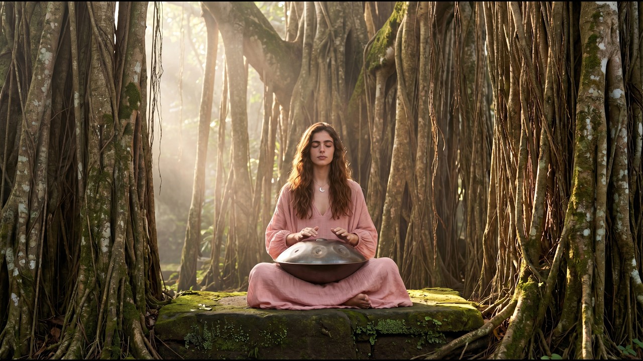 🌳 Rooted in Peace | Deep Handpan & Ambient Bansuri under a Giant Banyan Tree (1-Hour Zen)