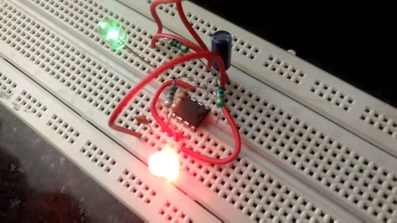 Flashing/Blinking LED Circuit using 555 timer - YouTube