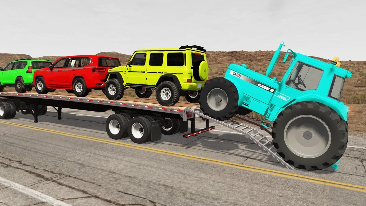 Flatbed Truck Mcqueen | Transportation with Truck - Pothole vs Car #25 - BeamNG.Drive