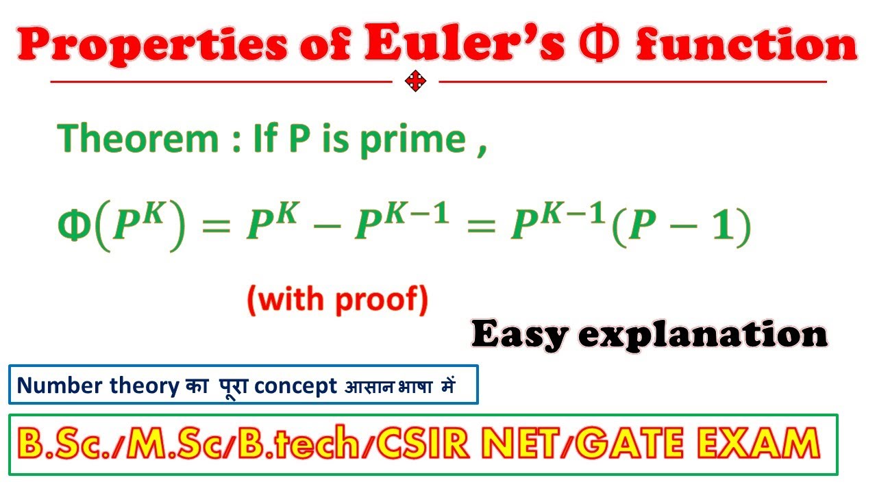 Lec 55 Euler's phi function II theorems and results II important ...