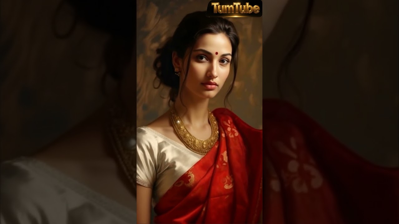 Exquisite Traditional Indian Woman in Red and White Saree – Ethnic Portrait Aesthetic